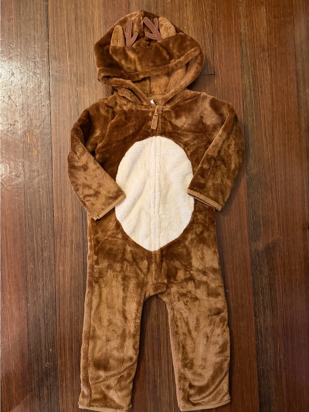 Carter's Brown and Cream Reindeer Plush One-Piece
